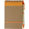 Cardboard notebook with ballpen in Orange