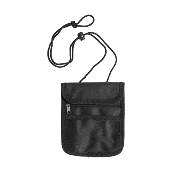 Travel wallet and neck cord in black