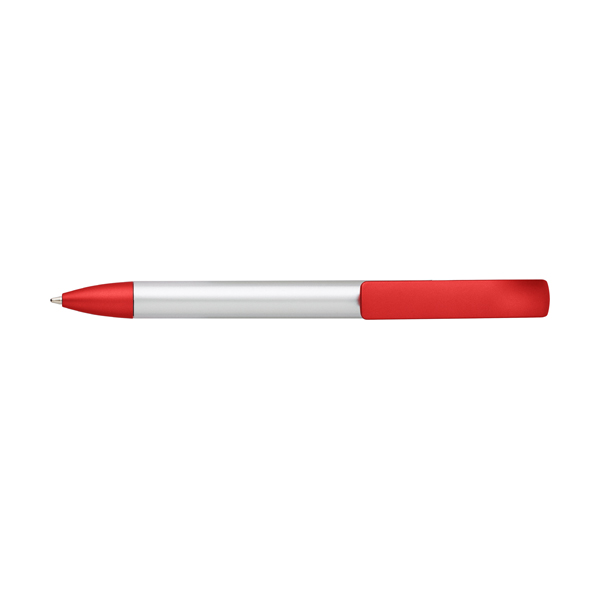 Plastic push cap ballpen with black ink. in red