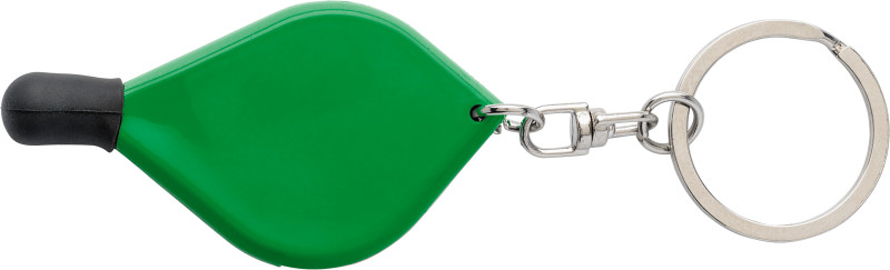 Plastic stylus pen suitable for capacitive screens, including a coin holder for a € 1.00 sized coin on a steel key ring. Not suitable for the UK. in green-1