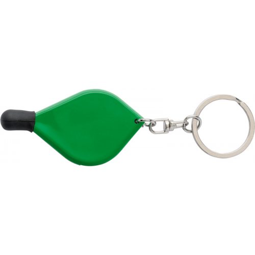 Plastic stylus pen suitable for capacitive screens, including a coin holder for a € 1.00 sized coin on a steel key ring. Not suitable for the UK. in green