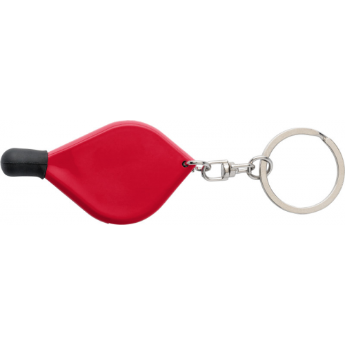 Plastic stylus pen suitable for capacitive screens, including a coin holder for a € 1.00 sized coin on a steel key ring. Not suitable for the UK. in red