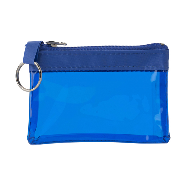 PVC zipped case with key ring in cobalt-blue