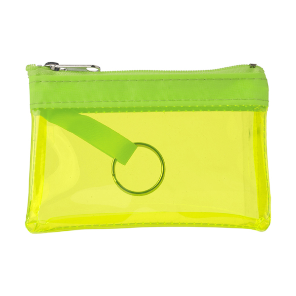 PVC zipped case with key ring in lime