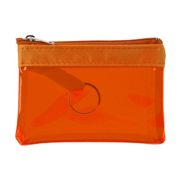 PVC zipped case with key ring in orange