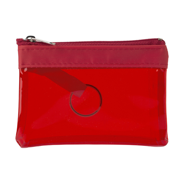 PVC zipped case with key ring in red
