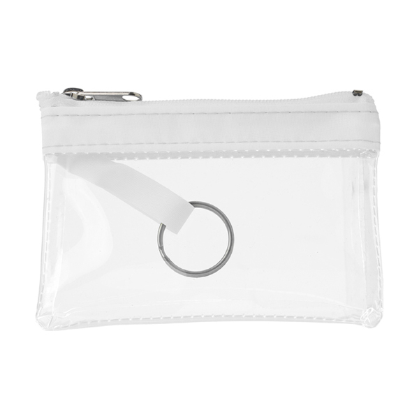 PVC zipped case with key ring in transparent