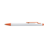 Plastic ballpen with rubber tip and, black ink.  in orange