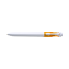 Plastic ballpen with black ink. in white-and-transparent-orange