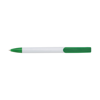 Plastic ballpen with blue ink. in white-and-green