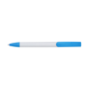 Plastic ballpen with blue ink. in white-and-light-blue