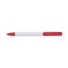 Plastic ballpen with blue ink. in white-and-red