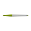 Plastic ballpen with black ink. in silver-and-green