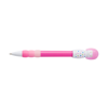 Push cap plastic ballpen with a girl figure, black ink.   in pink