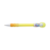 Push cap plastic ballpen with a girl figure, black ink.   in yellow
