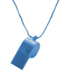 Plastic whistle with neck cord. (sold 48pc per box) in blue