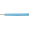 Plastic ballpen with coloured barrel, blue ink and a geometric design twist action clip. in Light Blue