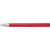 Plastic ballpen with coloured barrel, blue ink and a geometric design twist action clip. in Red