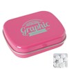 Flat tin with dextrose mints in Pink
