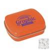 Mini hinged mint tin with extra strong mints in Orange