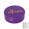 Click tin with dextrose mints in Purple