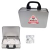 Suitcase tin with dextrose mints in Silver