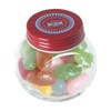 Small glass jar with jelly beans in Red