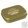 Flat hinged tin with sugar free mints in Gold