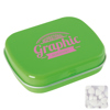 Flat hinged tin with sugar free mints in Light Green