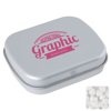 Flat hinged tin with sugar free mints in Light Grey