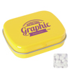 Flat hinged tin with sugar free mints in Yellow