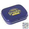 Flat hinged tin with fruit heart sweets  in Blue