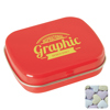 Flat hinged tin with fruit heart sweets  in Red