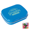 Flat hinged tin with choco's in Light Blue