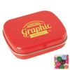 Flat hinged tin with choco's in Red