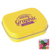 Flat hinged tin with choco's in Yellow