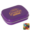 Flat hinged tin with jelly beans in Purple