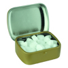 Small flat hinged tin with sugar free mints in Gold