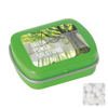 Small flat hinged tin with sugar free mints in Light Green