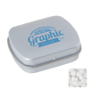 Small flat hinged tin with sugar free mints in Light Grey