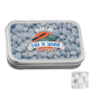 Large flat hinged tin with dextrose mints in Silver