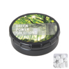 Round click tin with dextrose mints in Black