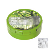 Round click tin with dextrose mints in Light Green