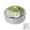 Round click tin with dextrose mints in Light Grey