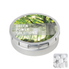 Round click tin with dextrose mints in Silver