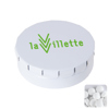 Round click tin with dextrose mints in White