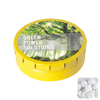 Round click tin with dextrose mints in Yellow