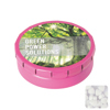 Round click tin with sugar free mints in Pink