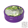 Round click tin with sugar free mints in Purple