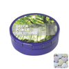 Round click tin with fruit heart sweets in Blue